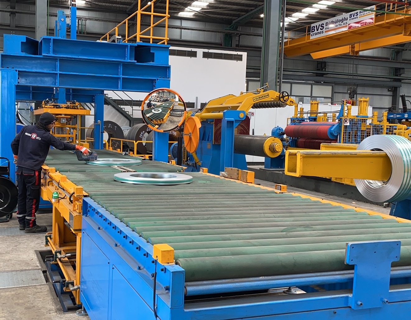 Automatic steel coil wrapping line