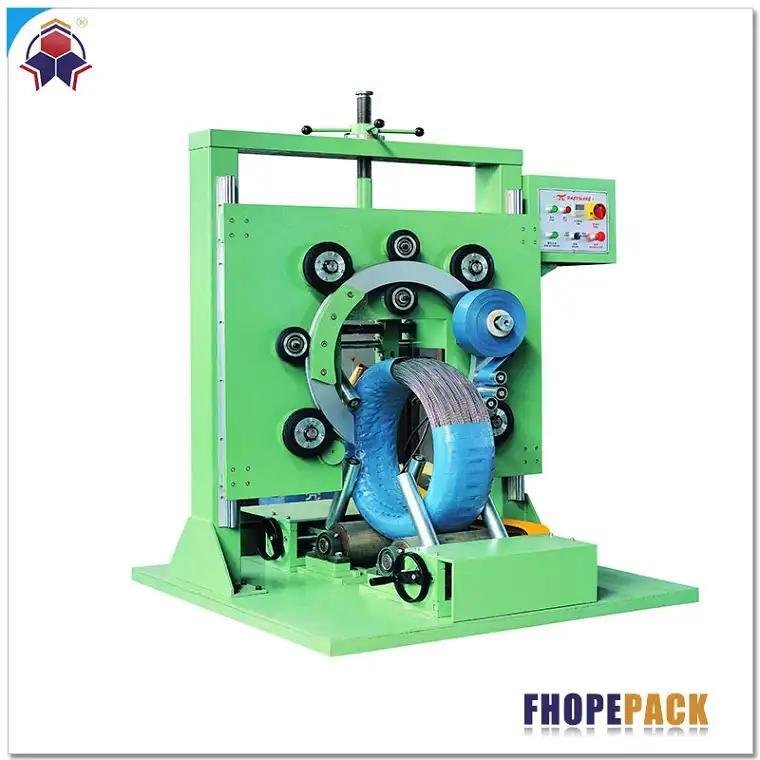 Wire coil wrapping machine